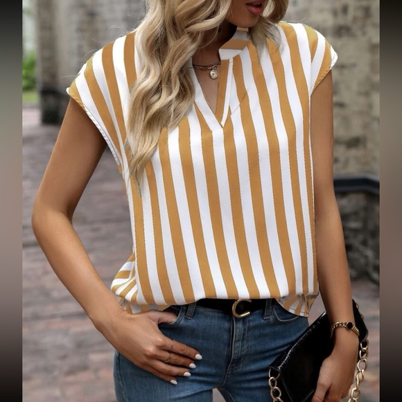 Striped notched neck blouse - Picture 3 of 16